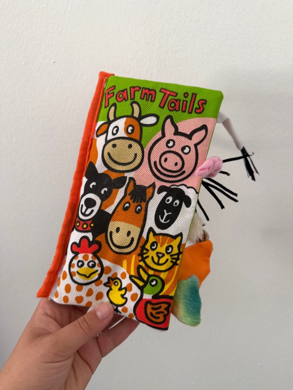 Jellycat Soft Baby Toddler Cloth Book Farm Tails Animals Crinkle Sensory